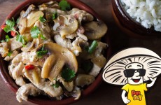 Garlic-y FunGuy Mushrooms and Chicken Sauté