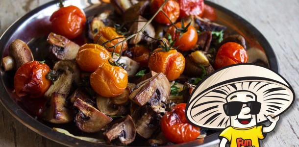 Oven Roasted FunGuy Mushrooms and Cherry Tomatoes