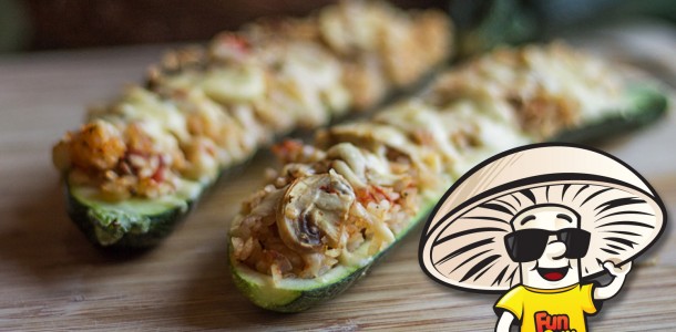 Baked FunGuy Mushroom Zucchini Boats