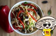 Summer Marinated FunGuy Mushrooms Spaghetti Salad