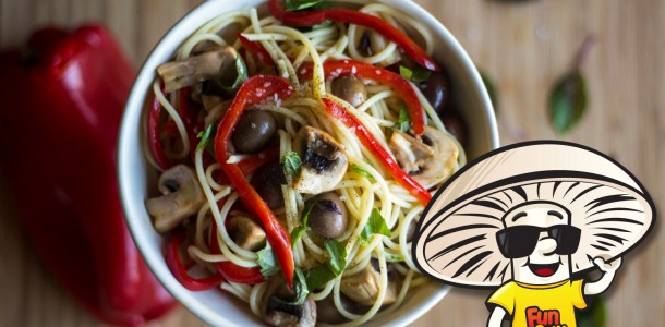 Summer Marinated FunGuy Mushrooms Spaghetti Salad