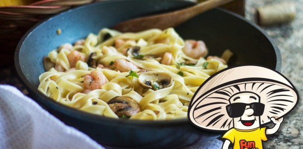 Shrimp and FunGuy Mushroom Lemon Fettuccine