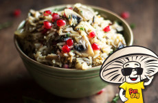 FunGuy’s Thanksgiving Thyme Mushroom and Pomegranate Wild Rice
