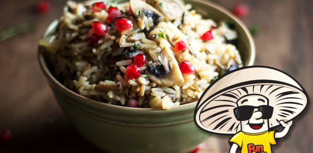 FunGuy’s Thanksgiving Thyme Mushroom and Pomegranate Wild Rice