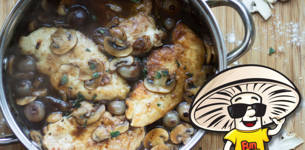 Chicken and FunGuy Mushrooms with Port Wine Sauce