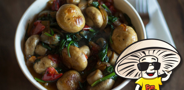 FunGuy's Tipsy Spinach and Mushrooms