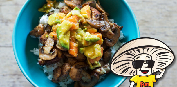 Jerk Chicken and FunGuy Mushrooms with Avocado and Papaya Salsa