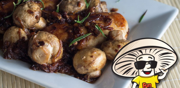 Pan Seared FunGuy Mushrooms and Chicken Breasts with Caramelized Onions
