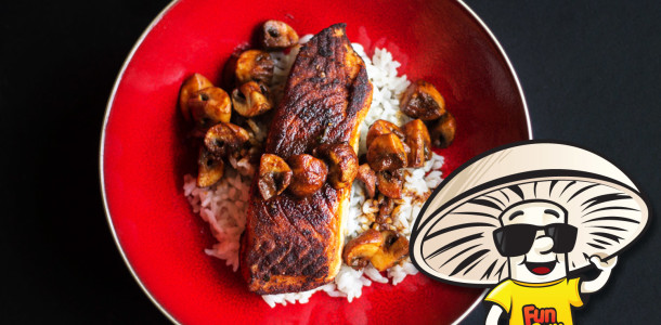 FunGuy Mushrooms Blackened Valentines Day Salmon
