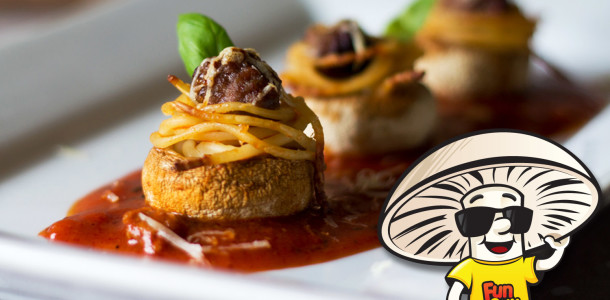 Spaghetti and Meatball Funguy Mushroom Stuffers