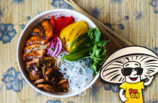 Rainbow Teriyaki Funguy and Salmon Bowl