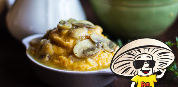 Roasted Butternut Squash Puree with FunGuy Mushroom Herb Sauce