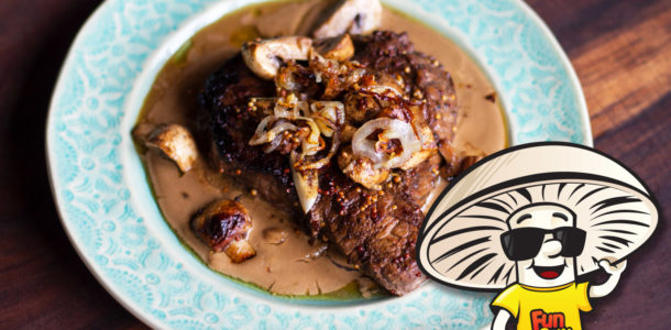 Steaks with FunGuy Mushrooms and Creamy Dijon Sauce