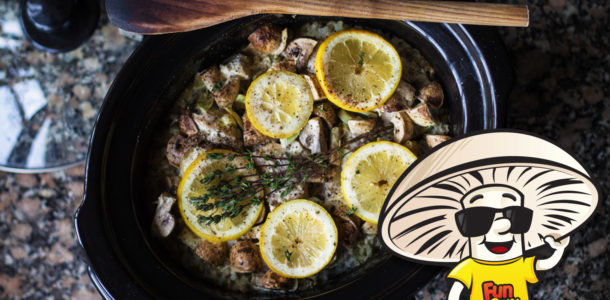Crockpot Lemon Chicken and FunGuy Mushrooms with Rice