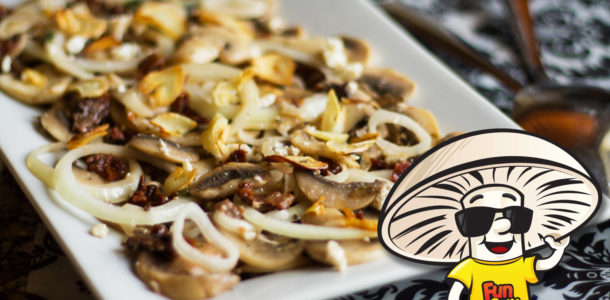 FunGuy Mushroom Salad with Sundried Tomatoes and Pan Fried Garlic