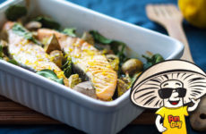 Honey Mustard Baked Salmon with FunGuy Mushrooms and Spinach