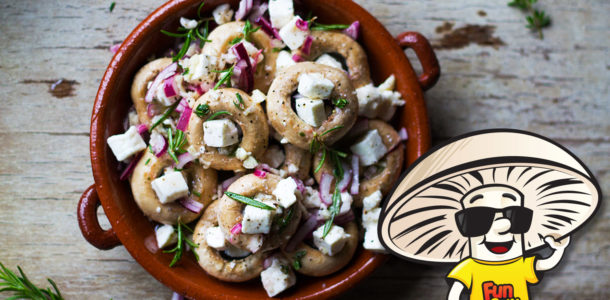 Marinated FunGuy Mushrooms with Feta and Herbs