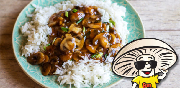 Spicy Sweet and Sour FunGuy Mushrooms and Jasmine Rice