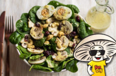 FunGuy's Spinach and Mushroom Salad with Creamy Honey Mustard Dressing