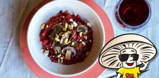 Beet Risotto with FunGuy Mushrooms and Feta