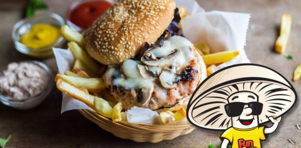 Chicken FunGuy Blended Burger with Sun Dried Tomato Aioli