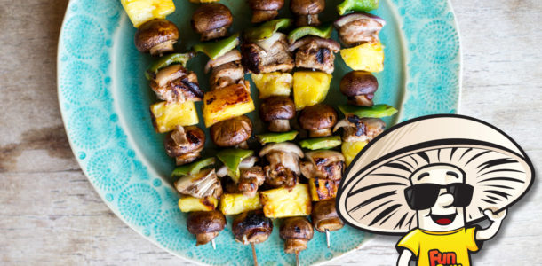 Hawaiian Pork and FunGuy Mushroom Skewers