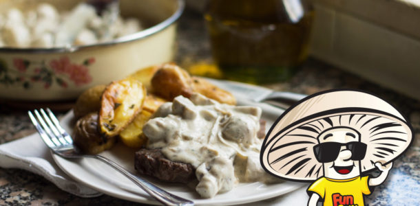 Sour Cream FunGuy Mushrooms with Grilled Steak