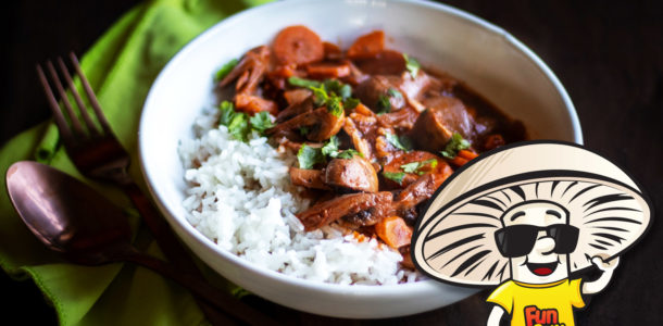 FunGuy's Mushroom Bourguignon with Rice