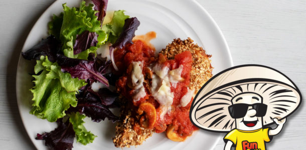 Baked Oat Crusted Chicken Parmesan with FunGuy Marinara Sauce