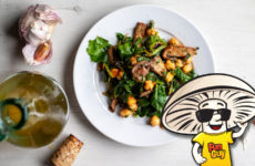 Spring Turnip Greens with FunGuy Mushrooms and Chickpeas