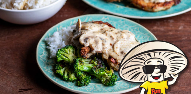 Pork Chops with FunGuy’s Creamy Mushroom Sauce