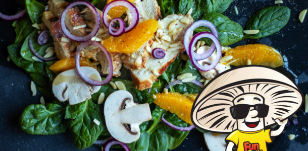 FunGuy’s Orange Chicken Spinach Salad