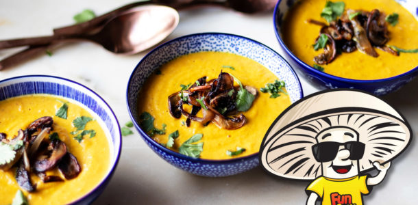 Roasted Carrot and FunGuy Mushroom Coconut Soup