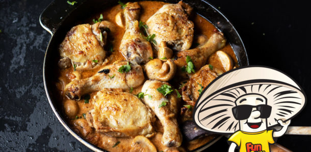 Chicken Legs and FunGuy Mushrooms in a Whiskey Honey Mustard Sauce