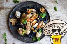 Garlicky Clams and FunGuy Mushrooms with Linguine