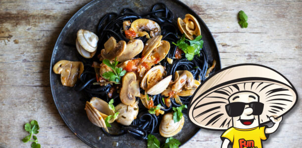 Garlicky Clams and FunGuy Mushrooms with Linguine