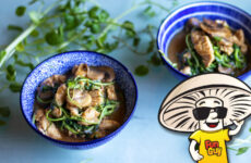 Stir-fried Chicken and FunGuy Mushrooms with Watercress
