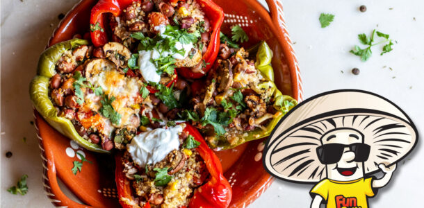 FunGuy’s Quinoa and Pinto Bean Stuffed Peppers