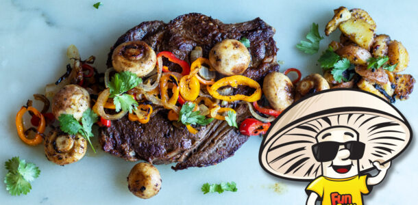 FunGuy’s Cajun Spiced Rib Eye Steaks and Mushrooms