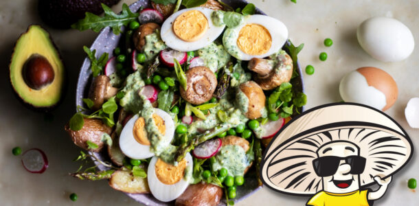 Easter Pea Salad with Roasted New Potatoes and FunGuy Mushrooms