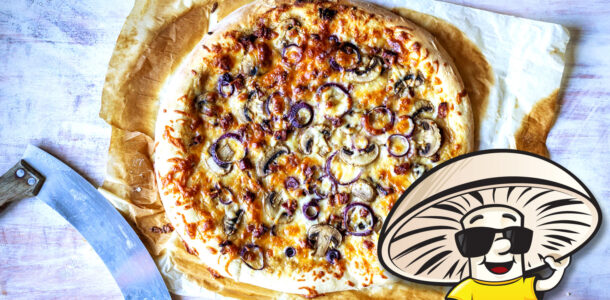 FunGuy’s Mushroom and Crispy Bacon Pizza with Creamy Garlic Sauce