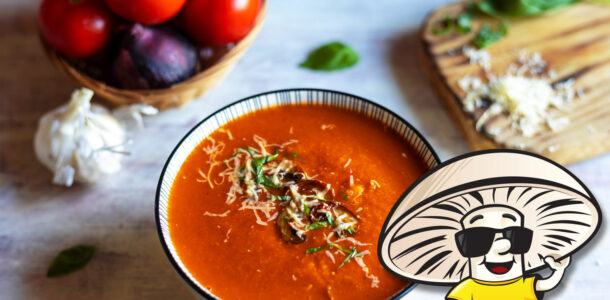 FunGuy's Roasted Tomato, Garlic, and Mushroom Soup