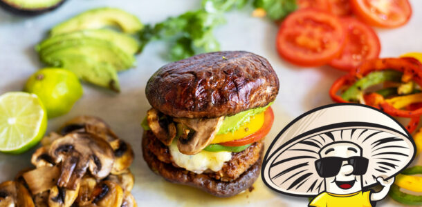 FunGuy’s Grilled Portabella Tex-Mex Beef Mushroom Burgers