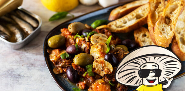 Puttanesca Style FunGuy Trifolati Crostini