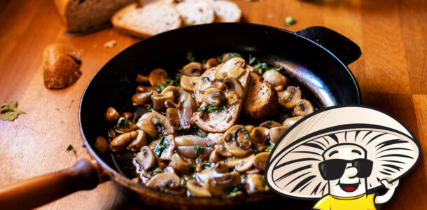 FunGuy’s Mushrooms with White Wine and Fried Garlic