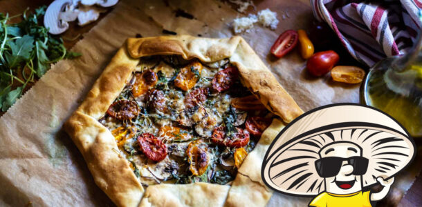 FunGuy Crimini Mushroom Tomato and Arugula Galette