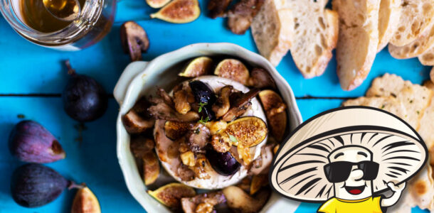 FunGuy’s Baked Honey Drizzled Camembert and Figs with Toasted Walnuts