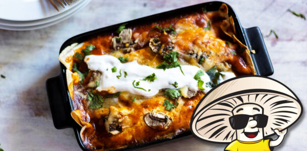 FunGuy’s Cheesy Beef and Mushroom Enchiladas