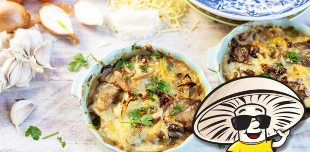 FunGuy's Thanksgiving Garlic Oyster Mushroom Gratin