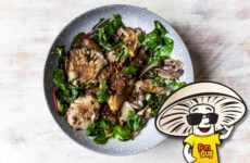 FunGuy’s Garlic Sautéed Oyster Mushrooms and Beet Greens